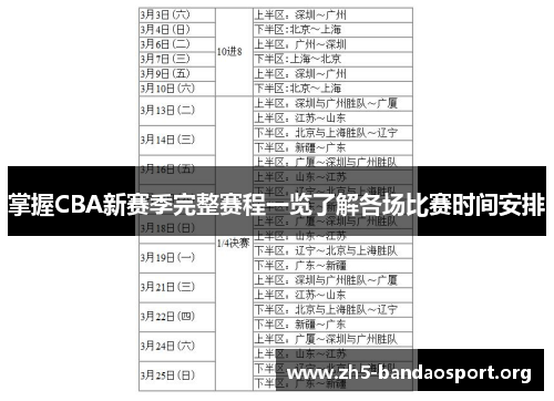 掌握CBA新赛季完整赛程一览了解各场比赛时间安排 掌握CBA新赛季完整赛程一览了解各场比赛时间安排